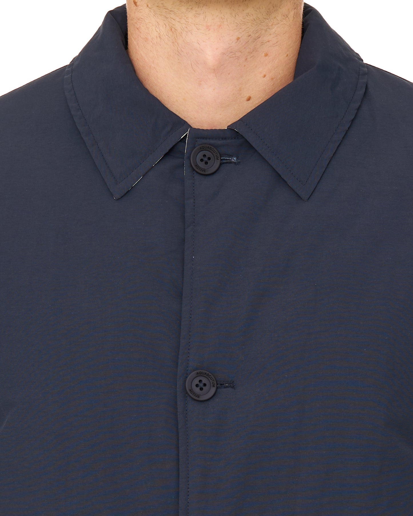 Aquascutum Reversible Padded  Trench Navy/Club Check