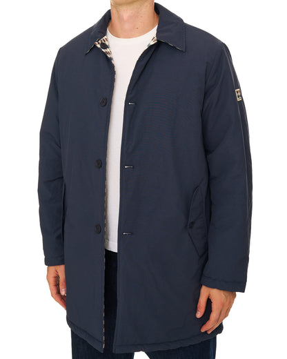 Aquascutum Reversible Padded  Trench Navy/Club Check