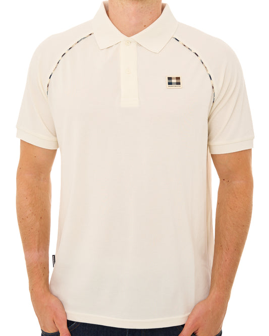 Aquascutum Aquascutum Stretch Pique Piping Polo Off White Ice