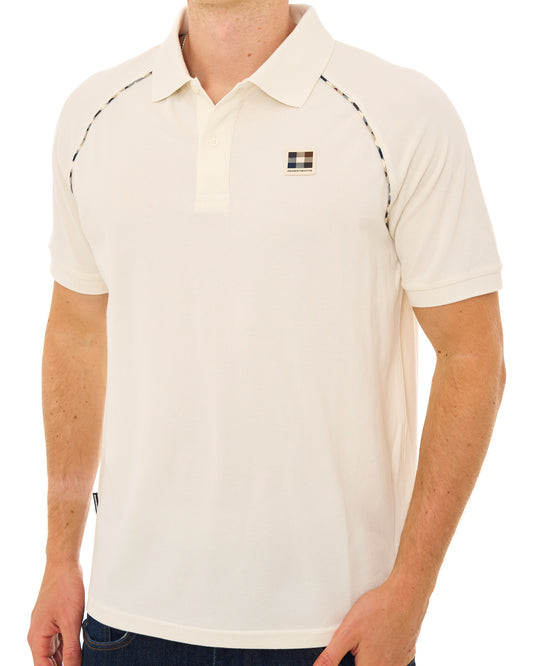 Aquascutum Aquascutum Stretch Pique Piping Polo Off White Ice