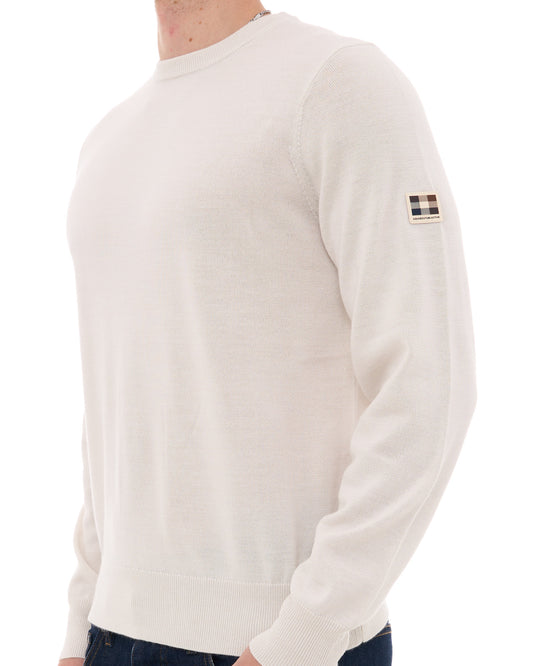 Aquascutum Aquascutum Wool Crew Neck Jumper Old White