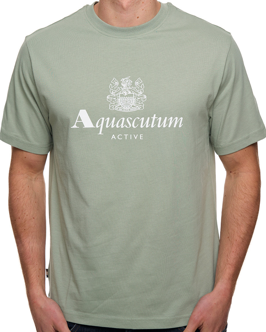 Aquascutum T-Shirt mit großem Logo, Salvia