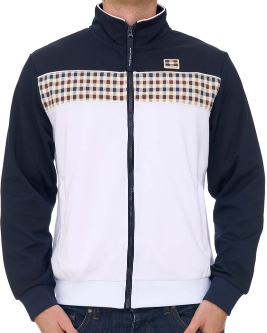 Aquascutum Aquascutum Check Panel Track Top Navy