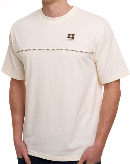Aquascutum Club Check Piping T-Shirt Off White