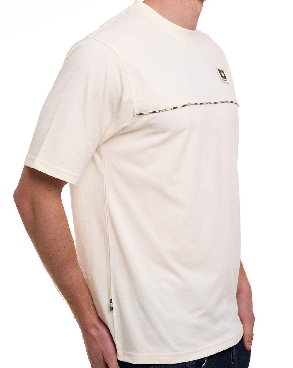 Aquascutum Club Check Piping T-Shirt Off White