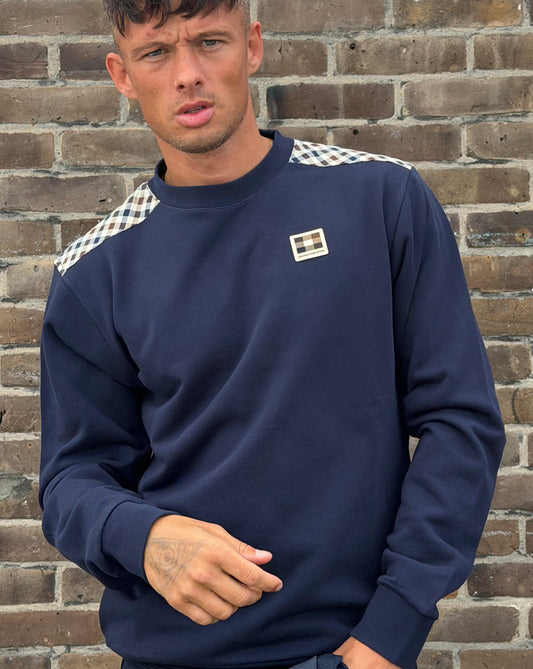 Aquascutum Aquascutum Lamina Crew Sweatshirt Navy