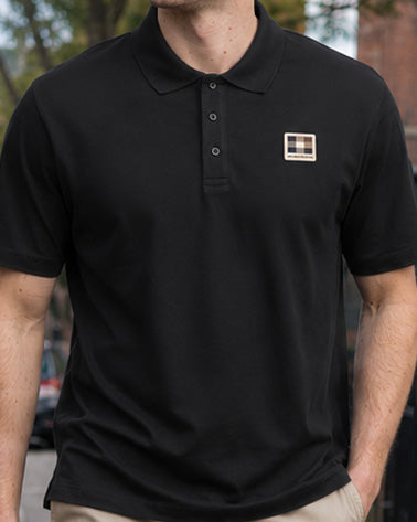 Aquascutum Stretch Piquet Badge Polo Schwarz