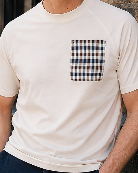 Aquascutum Raglan Pocket T-Shirt Off White
