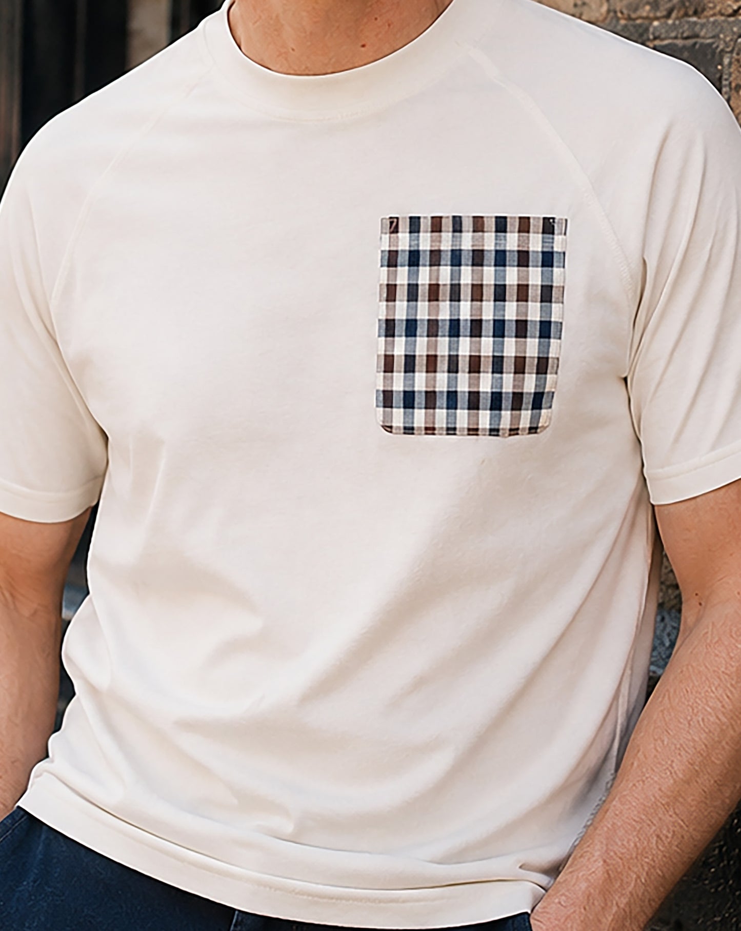 Aquascutum Raglan Pocket T-Shirt Off White