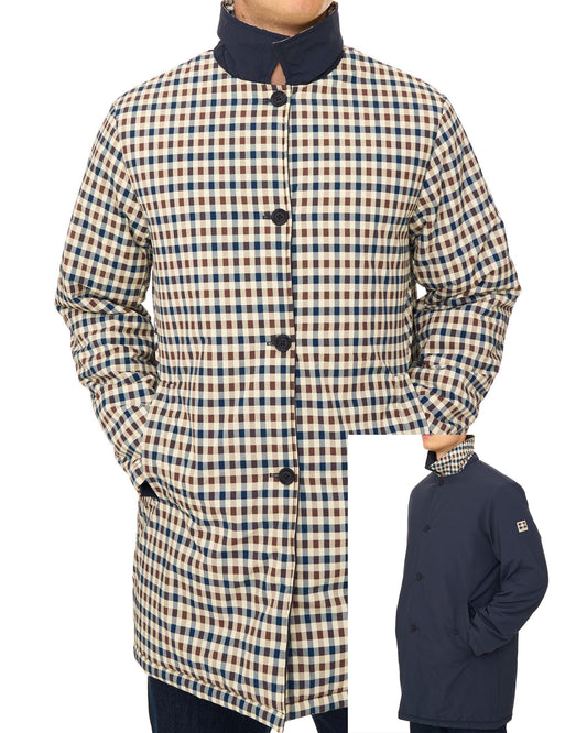 Aquascutum Aquascutum Reversible Padded  Trench Navy/Club Check