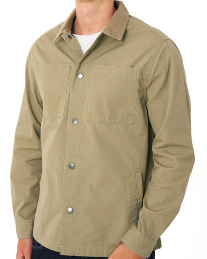 Barbour Cord Collar Twill Overshirt Washed Stone