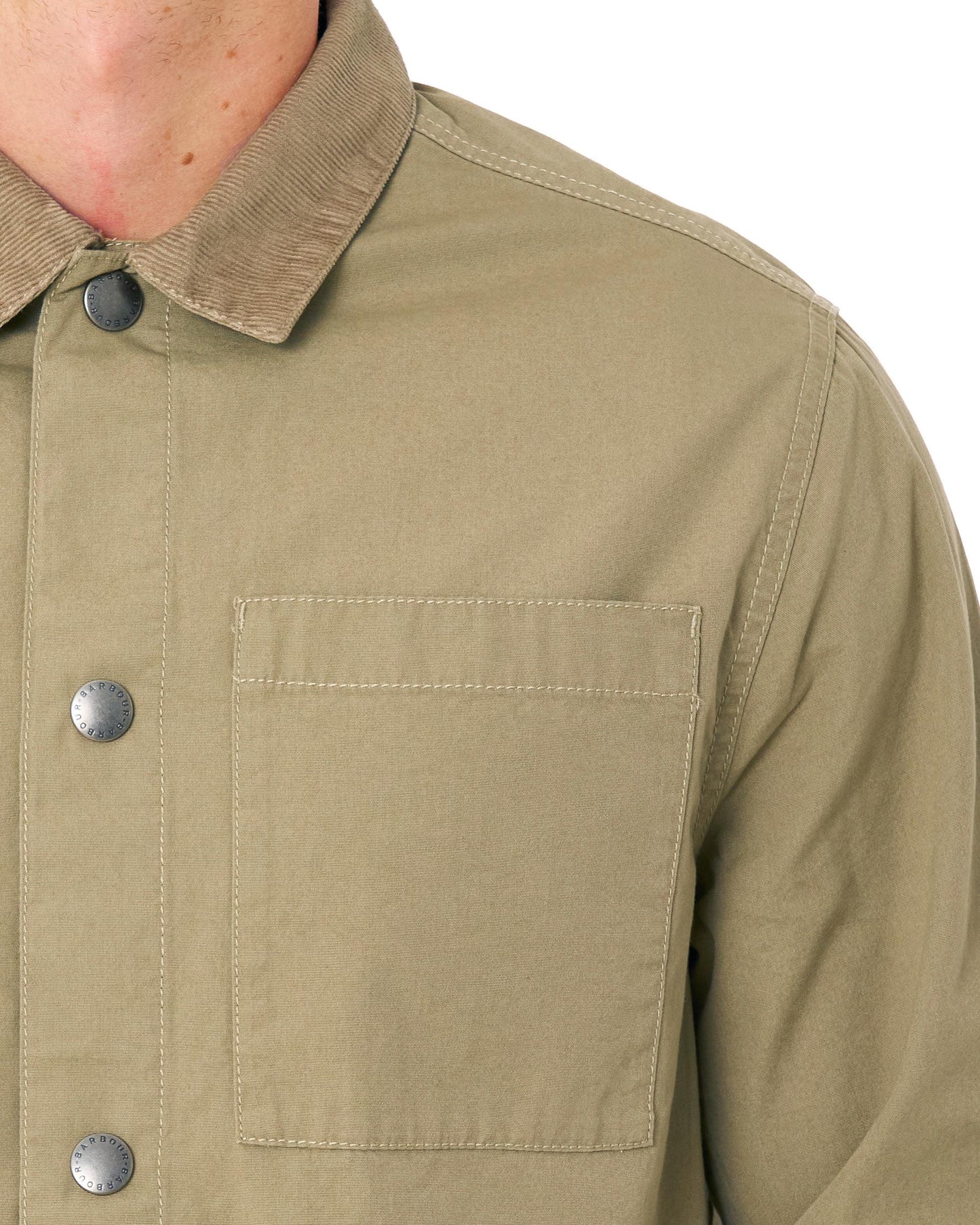 Barbour Cord Collar Twill Overshirt Washed Stone