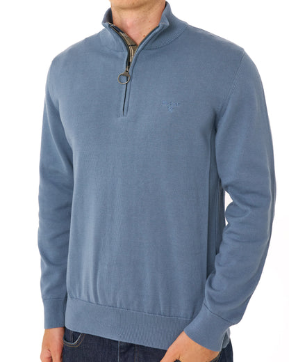 Barbour Cotton Half Zip Knit Tarn Blue