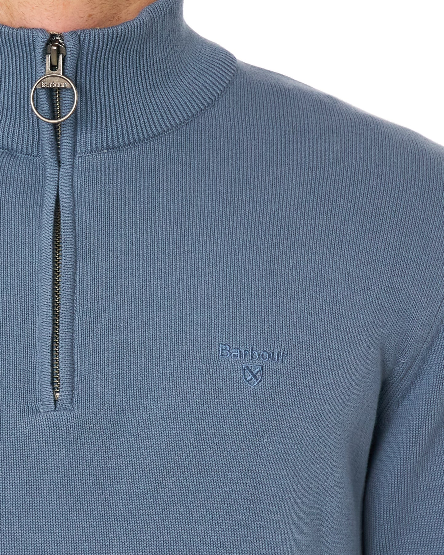 Barbour Cotton Half Zip Knit Tarn Blue