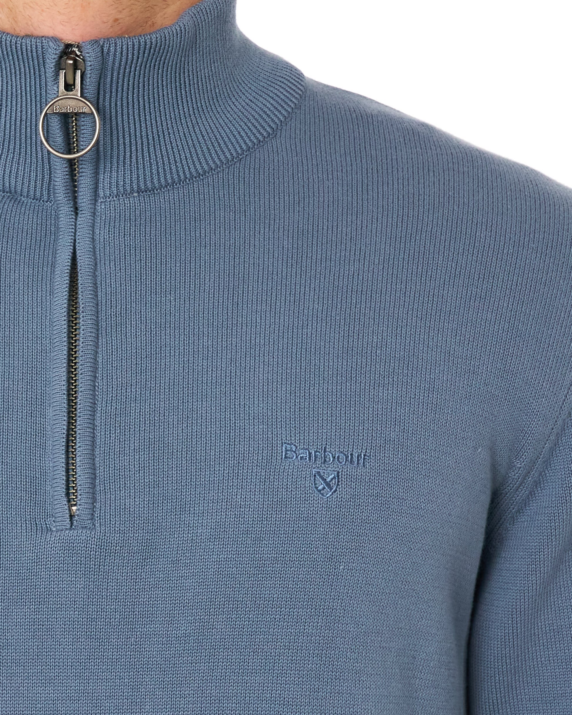 Barbour Cotton Half Zip Knit Tarn Blue