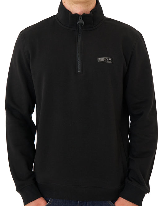 Barbour International Barbour International Essential Half Zip Sweat Black/Pewter