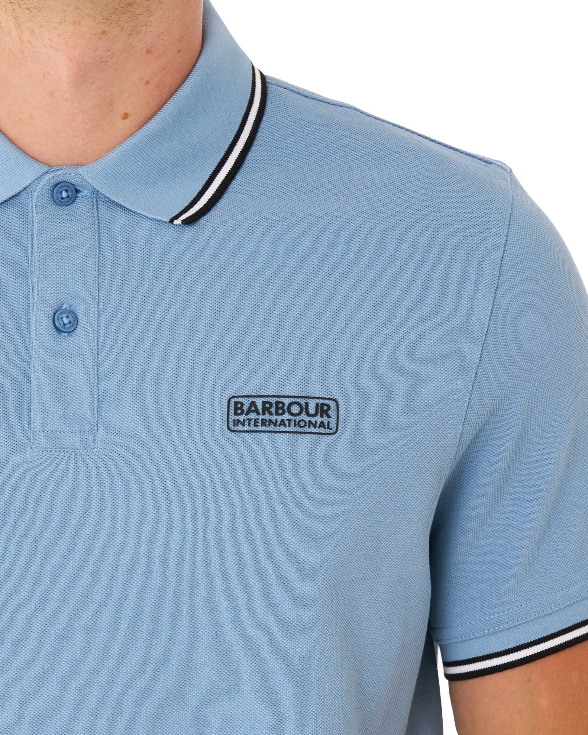 Barbour International Evan Tipped Polo Shirt Powder Blue