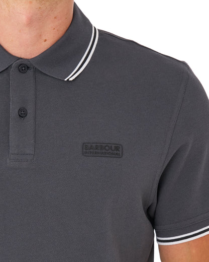 Barbour International Evan Tipped Polo Shirt Solid Asphalt