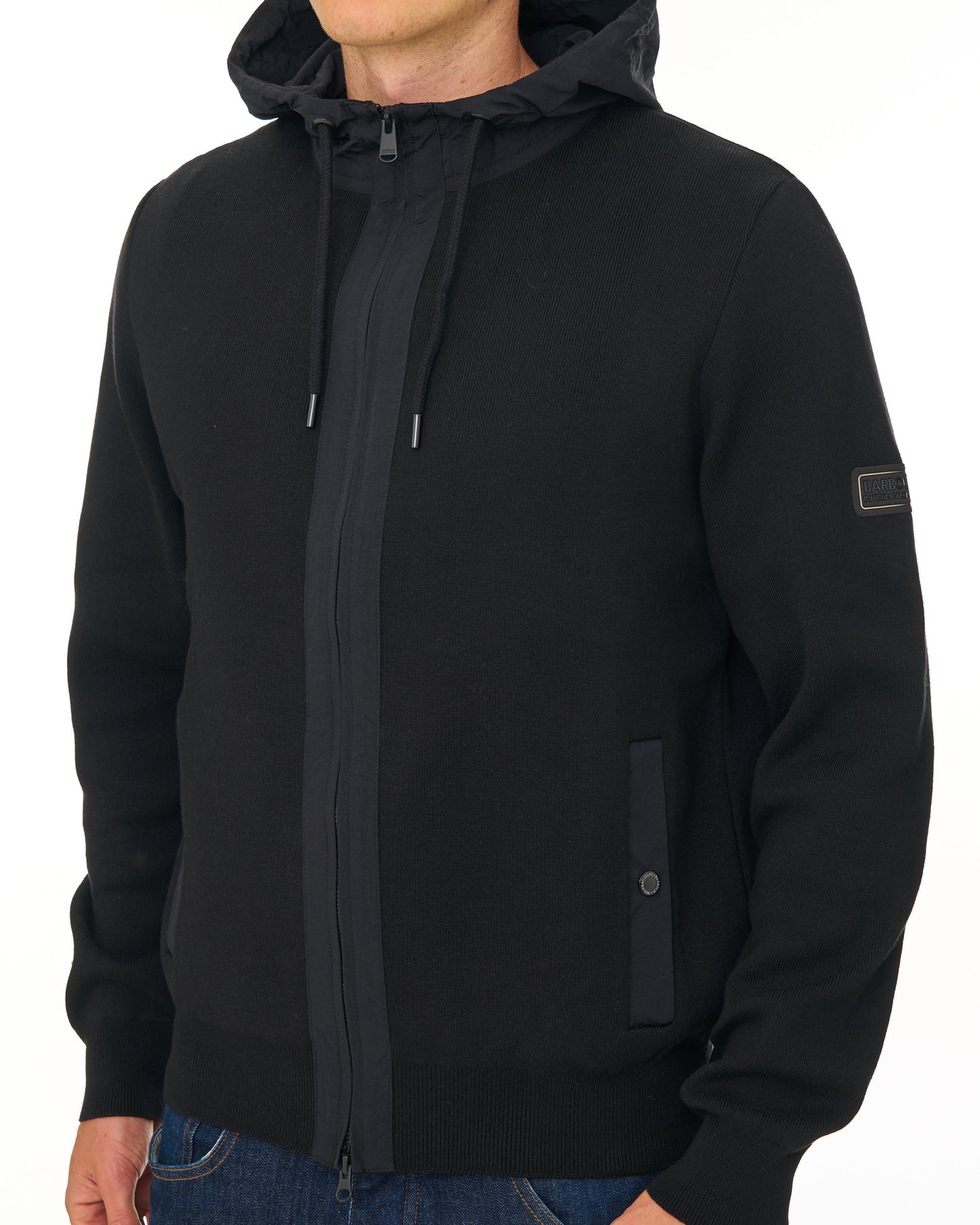Barbour International Inline Knit Hoodie Black