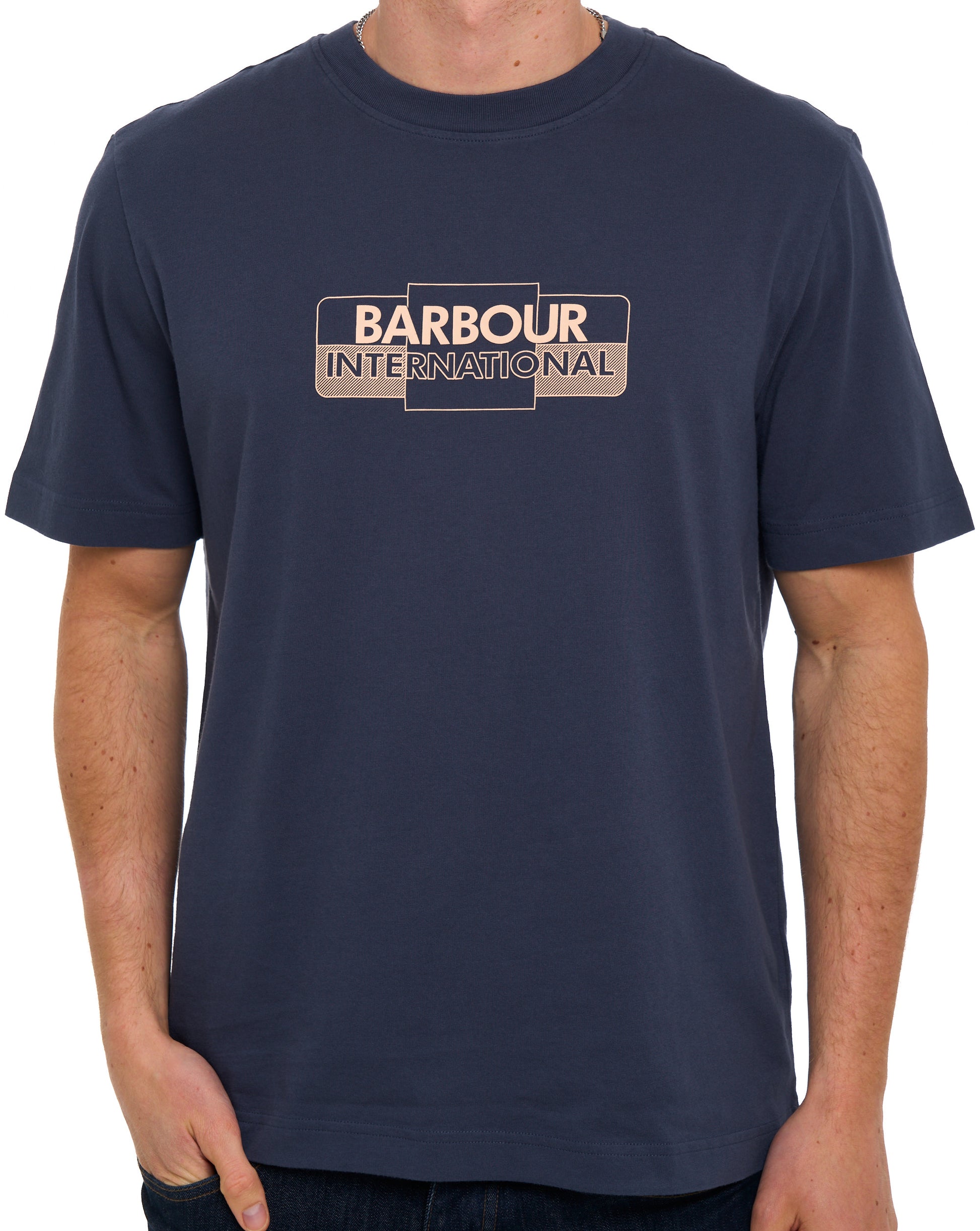 Barbour International Leighton Graphic T Shirt Oxford Navy