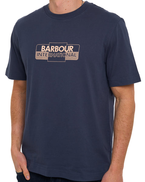 Barbour International Leighton Graphic T Shirt Oxford Navy