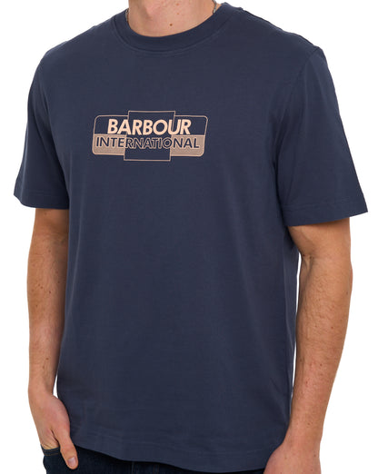 Barbour International Leighton Graphic T Shirt Oxford Navy