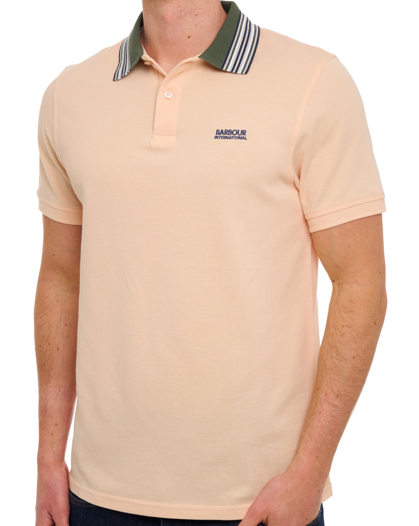 Barbour International Neville Tipped Polo Shirt Bleached Apricot