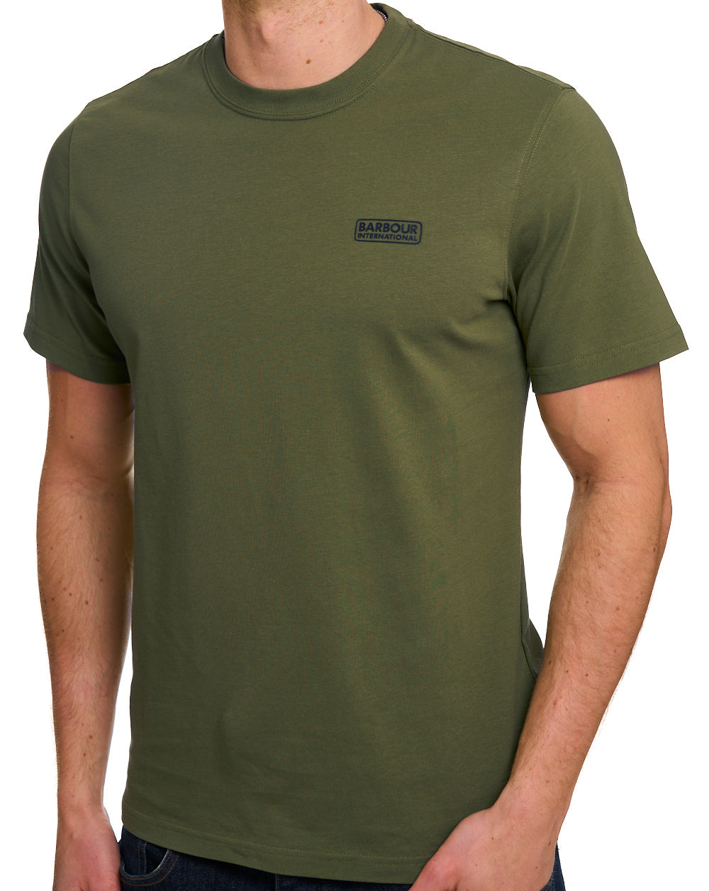 Barbour International T-Shirt mit kleinem Logo, Kabeloliv