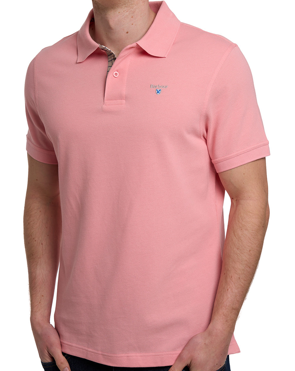 Barbour Tartan Pique Polo Mineral Pink