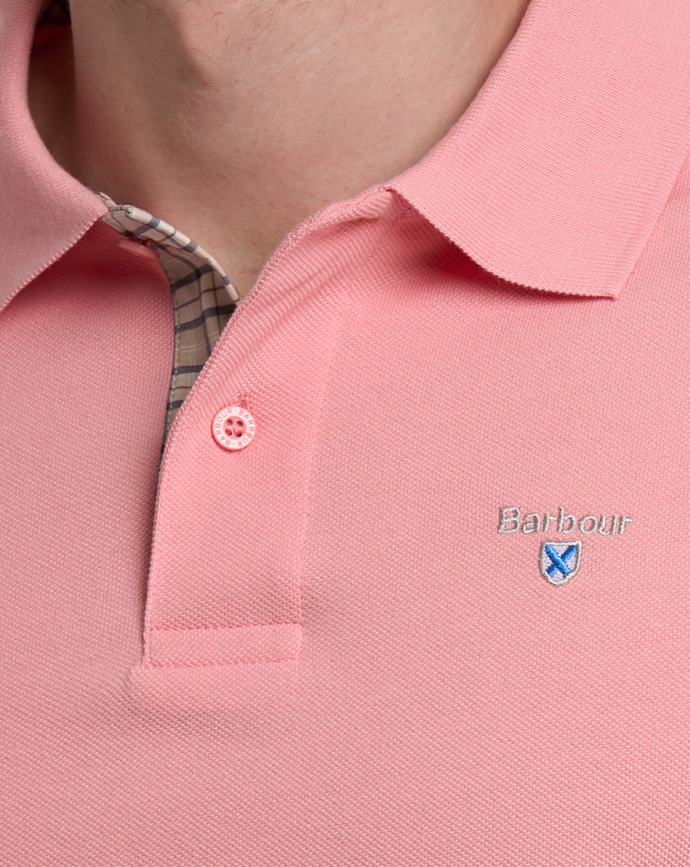 Barbour Tartan Piqué Polo Mineral Pink