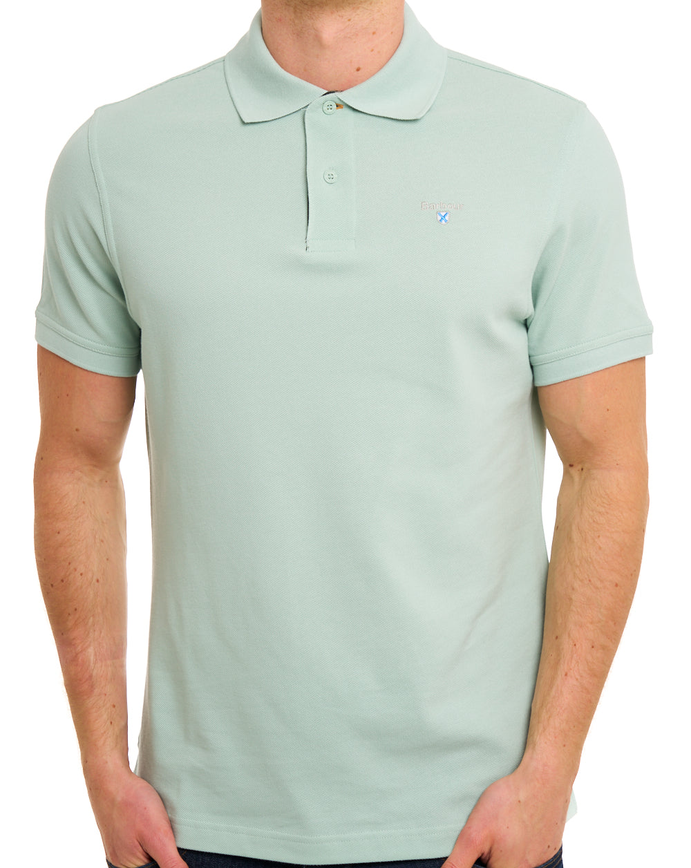 Barbour Tartan Piqué Polo Mintblau