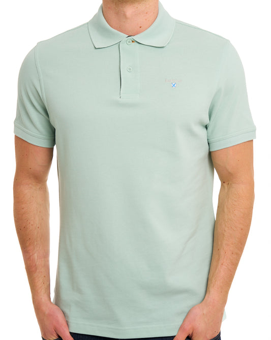 Barbour Tartan Piqué Polo Mintblau