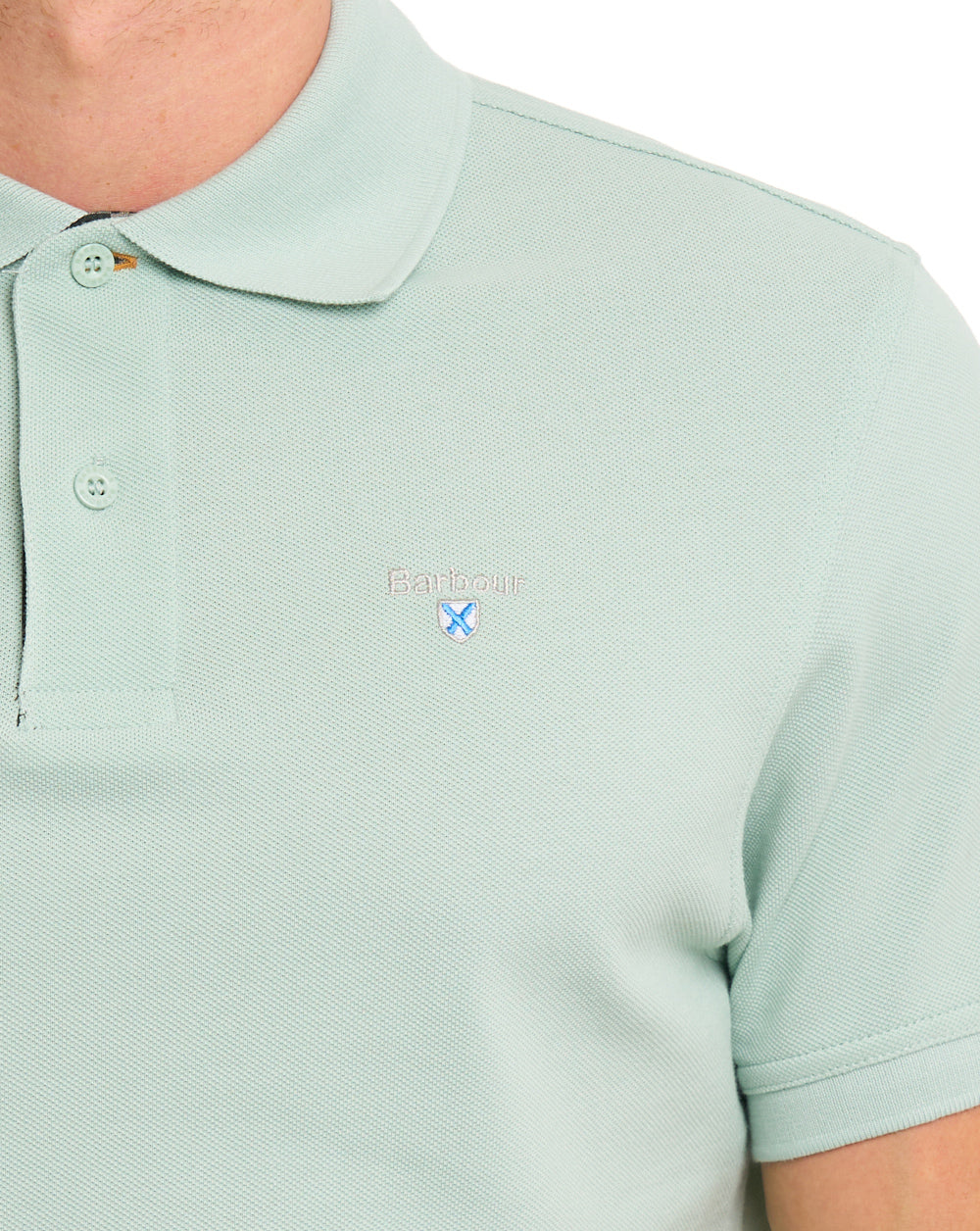 Barbour Tartan Piqué Polo Mintblau