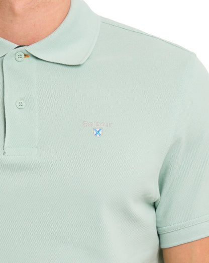 Barbour Tartan Piqué Polo Mintblau