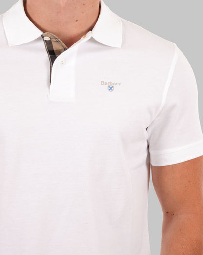 Barbour Tartan Piqué Poloshirt Weiß