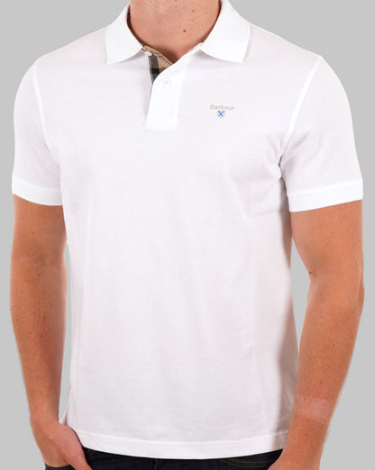 Barbour Tartan Piqué Poloshirt Weiß