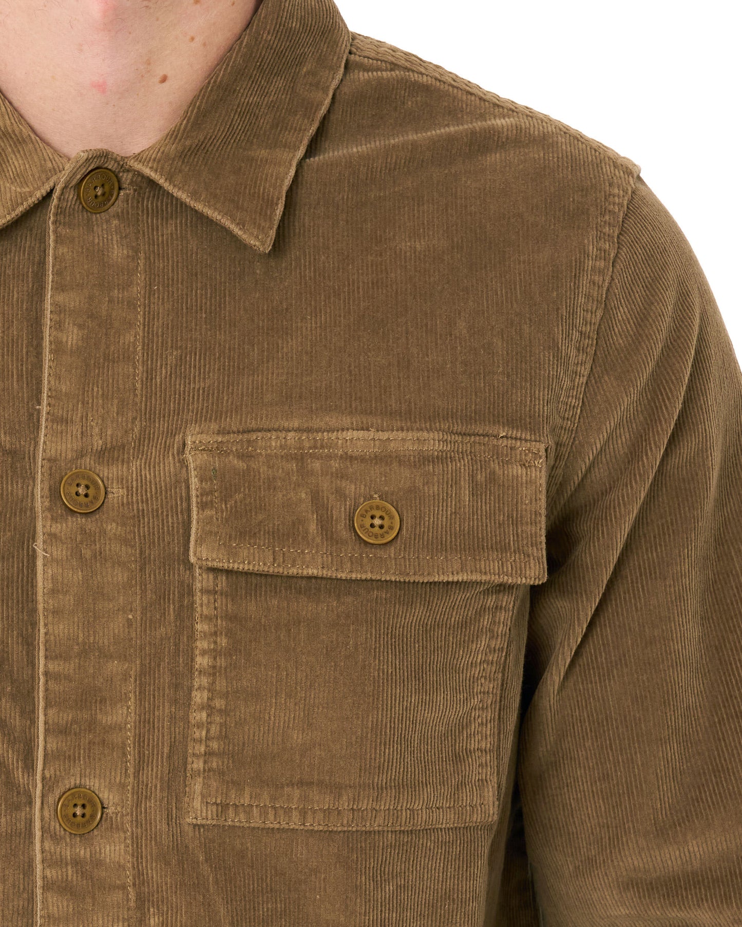 Barbour Tartan Trim Cord Overshirt Sandstone