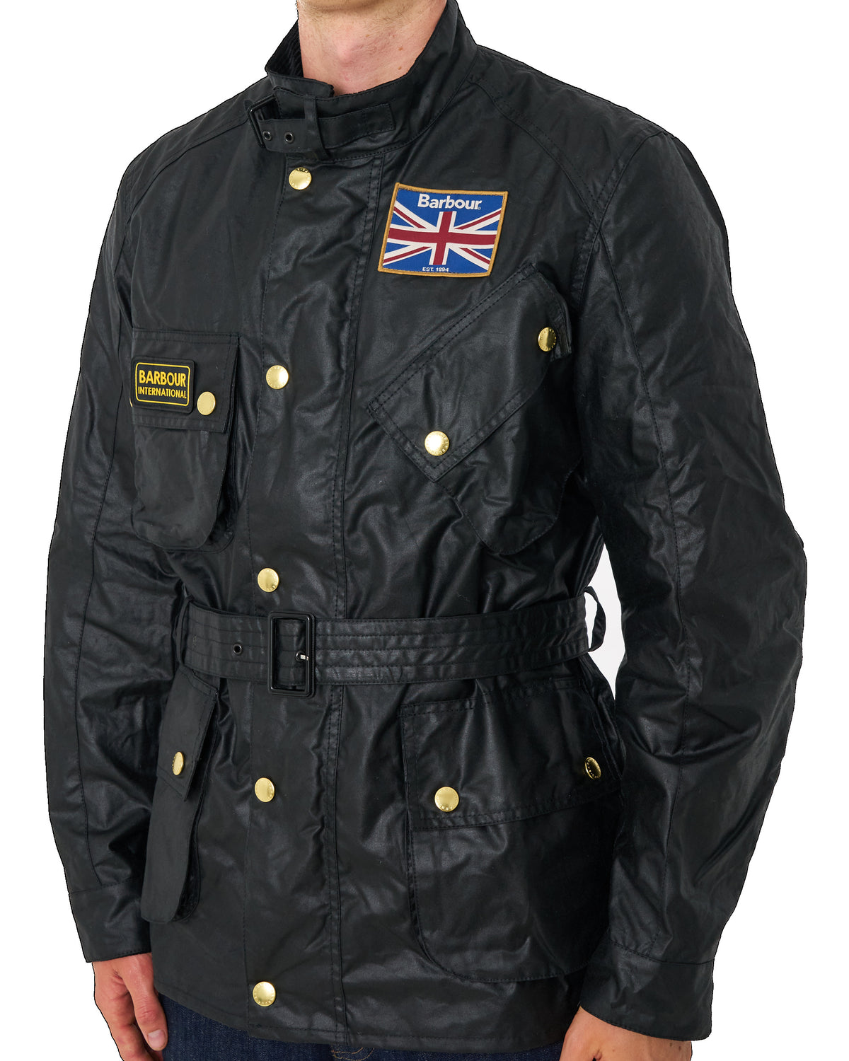 Barbour Union Jack Wachsjacke Schwarz