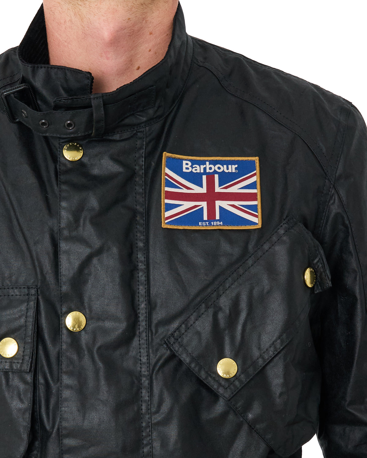 Barbour Union Jack Wachsjacke Schwarz