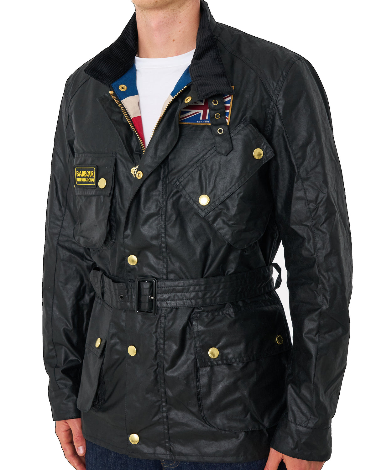 Barbour Union Jack Wachsjacke Schwarz