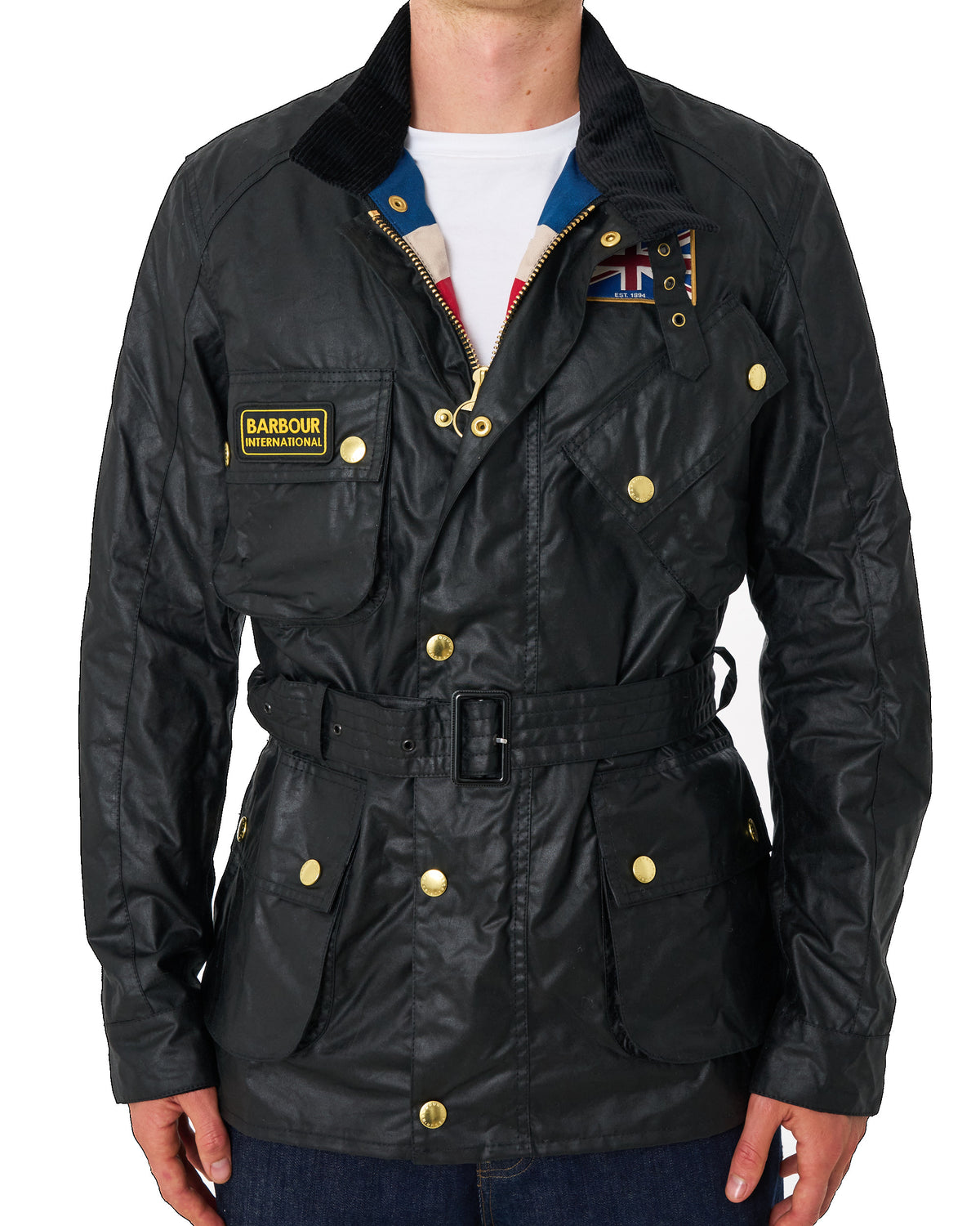 Barbour Union Jack Wachsjacke Schwarz