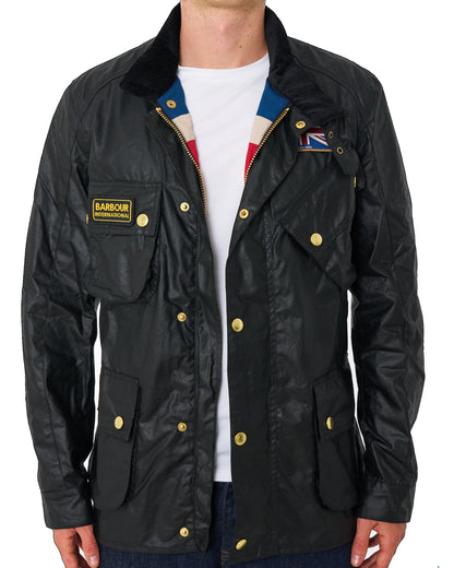Barbour Union Jack Wachsjacke Schwarz