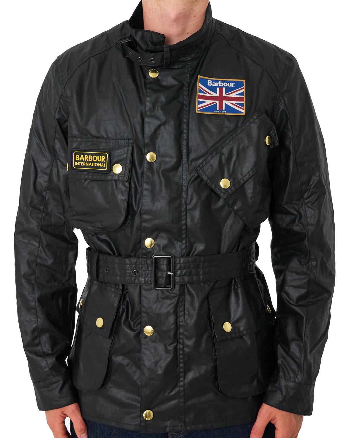 Barbour Union Jack Wachsjacke Schwarz