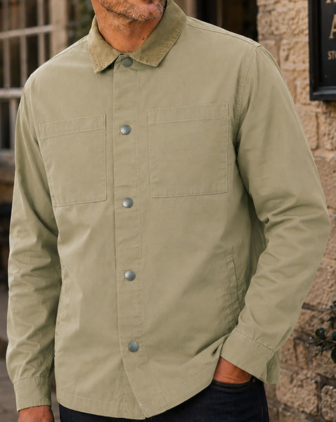 Barbour Cord Collar Twill Overshirt Washed Stone