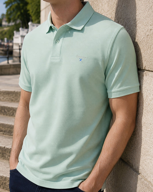 Barbour Barbour Tartan Piqué Polo Mintblau