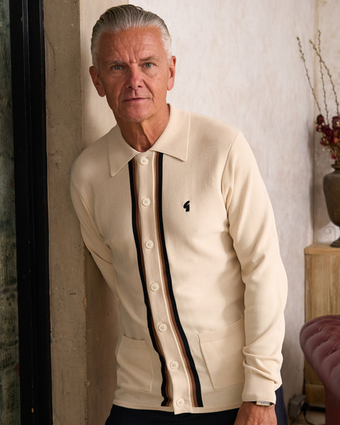 Gabicci Vintage Bromley Archive Knitted Polo Cream