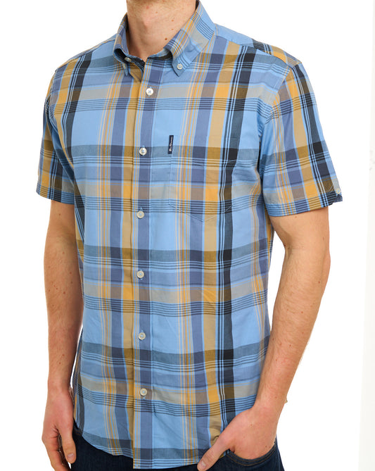 Ben Sherman Ben Sherman Block Check SS Shirt Lake Blue