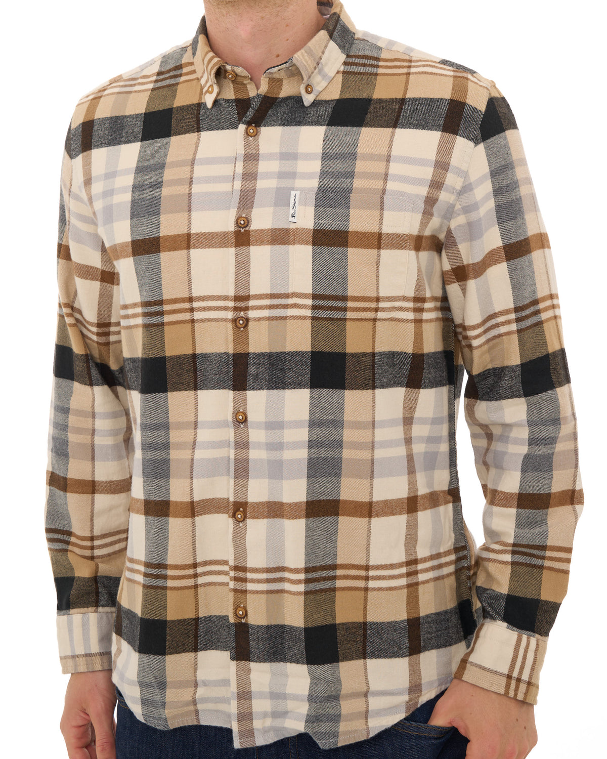 Ben Sherman Brushed Check Shirt Ecru