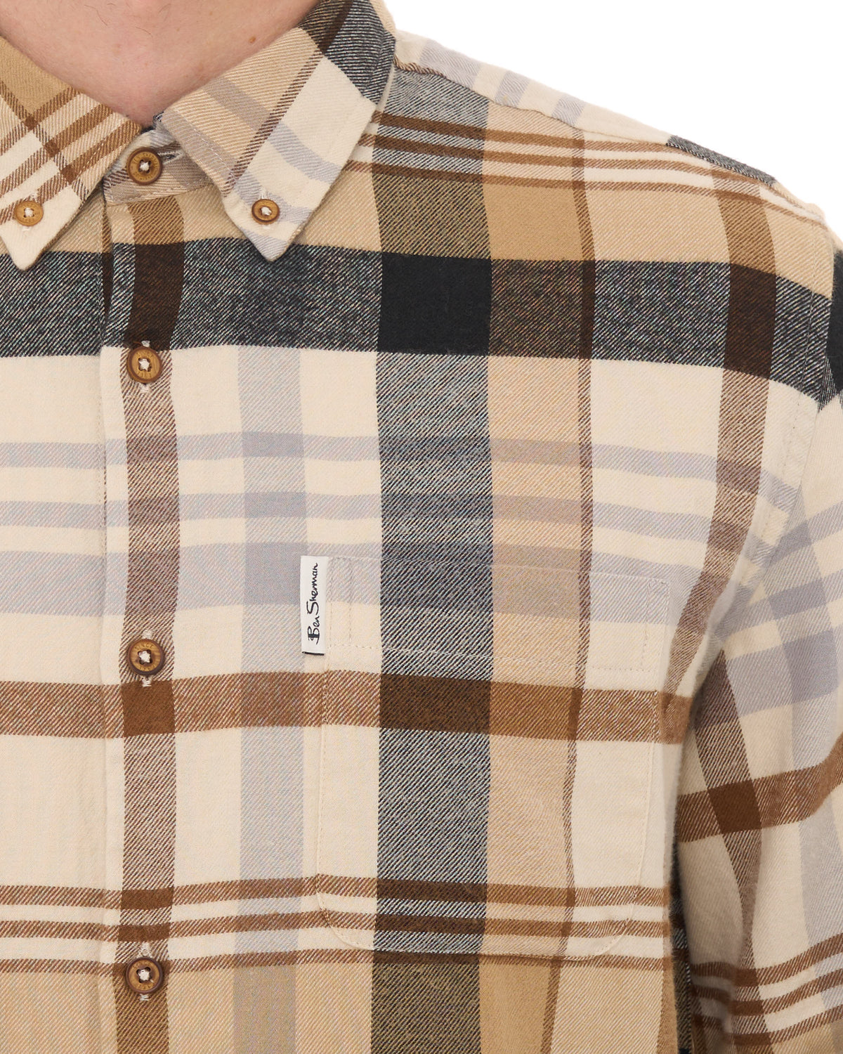 Ben Sherman Brushed Check Shirt Ecru