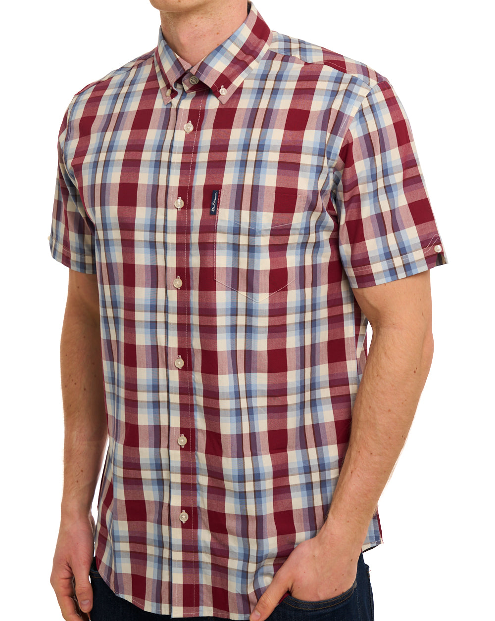 Ben Sherman Classic Check SS Shirt Burgundy